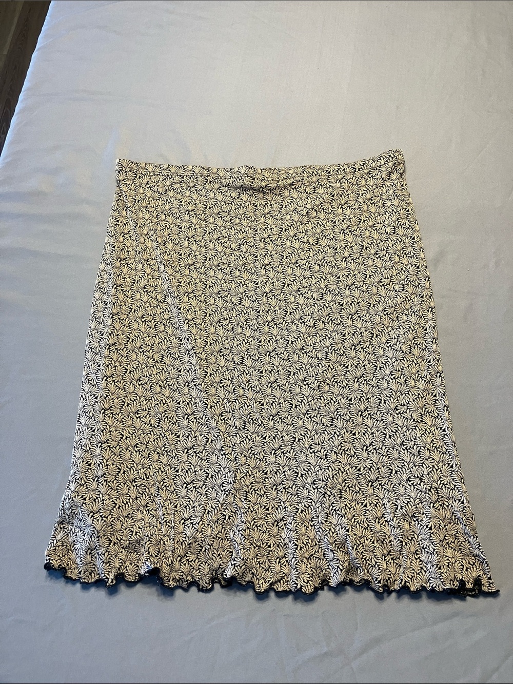 Mimi Maternity Cream & Black Floral Midi Skirt with Ruffle Hem